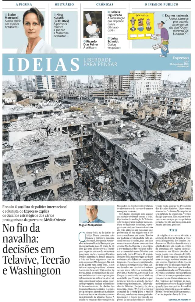 Capa jornal Ideias/ Expresso 2025-06-20