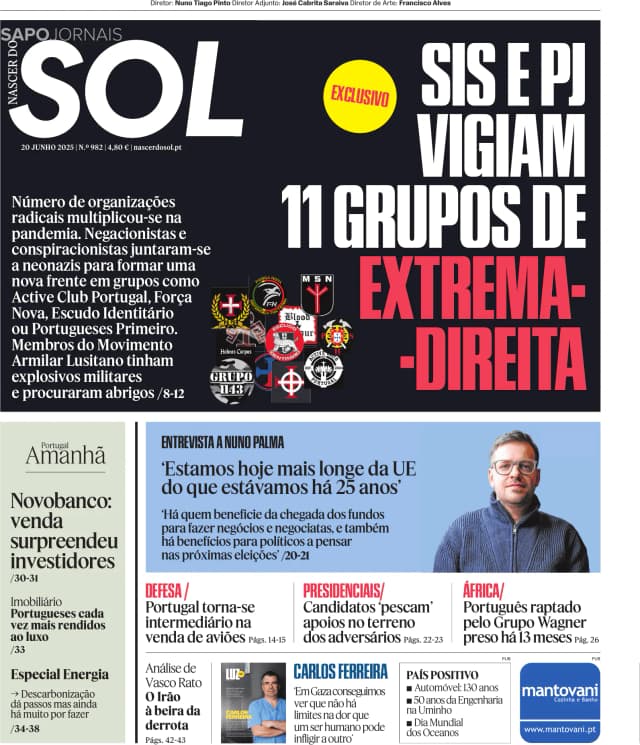 Capa jornal Nascer do SOL 2025-06-20