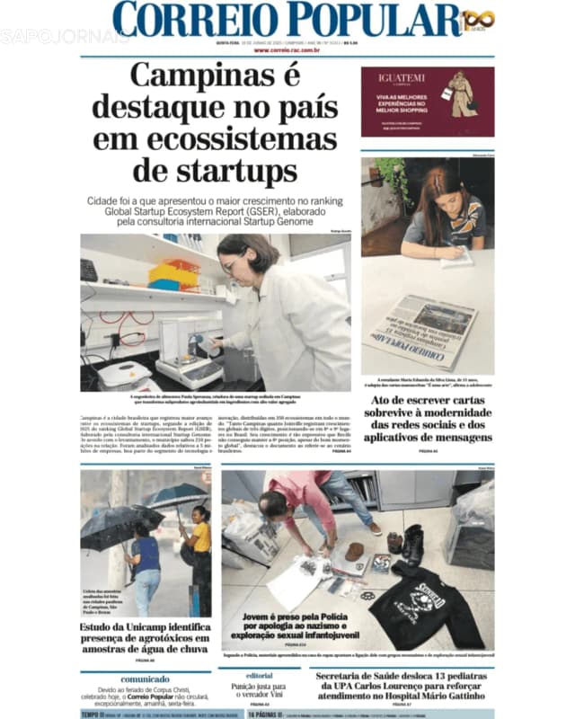 Capa jornal Correio Popular 2025-06-19