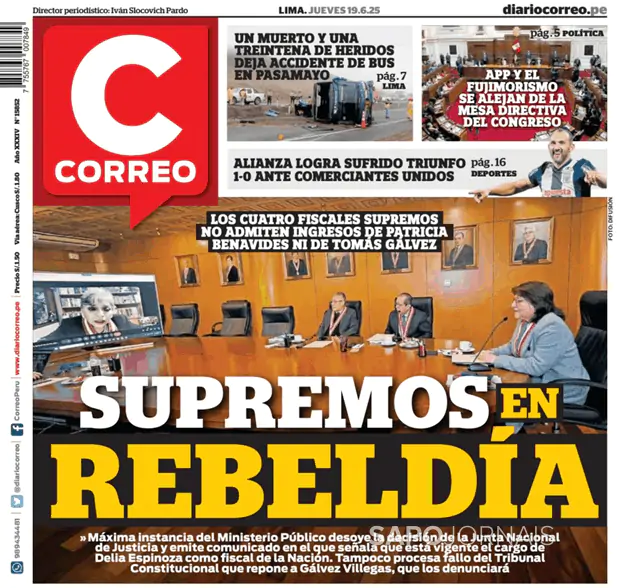 Capa jornal Diario Correo 2025-06-19