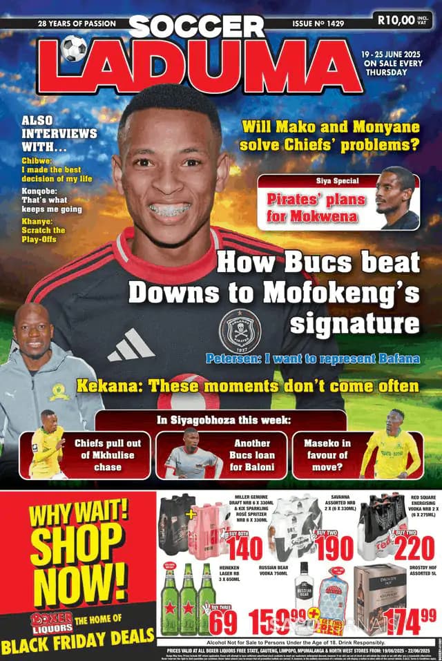 Capa jornal Soccer Laduma 2025-06-20