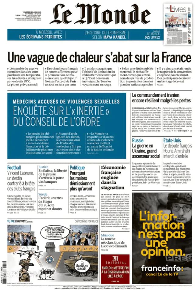 Capa jornal Le Monde 2025-06-20