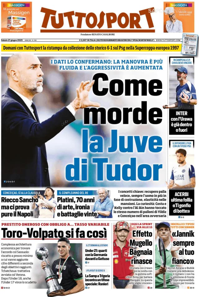 Capa jornal Tuttosport 2025-06-21