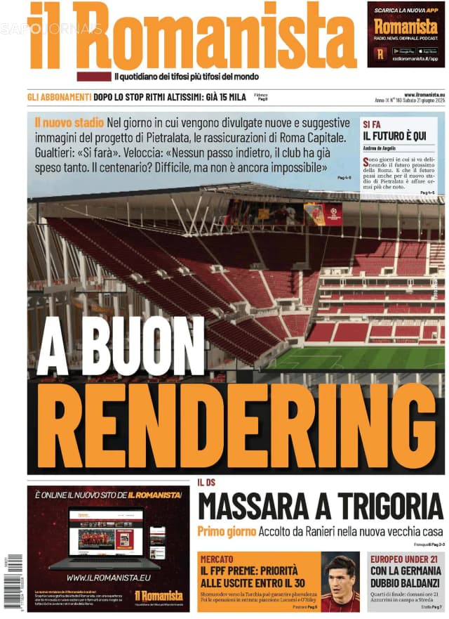Capa jornal Il Romanista 2025-06-21