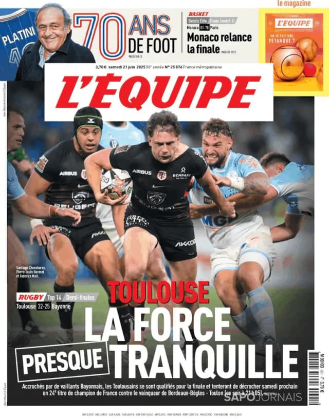 Capa jornal L'Équipe 2025-06-21
