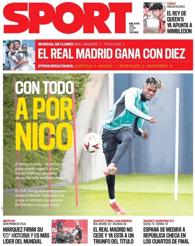Capa jornal Sport 2025-06-23