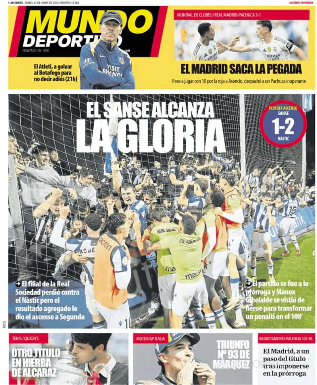 Capa jornal Mundo Deportivo (Gipuzkoa) 2025-06-23