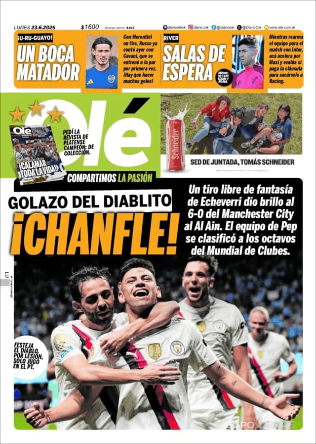 Capa jornal Olé 2025-06-23