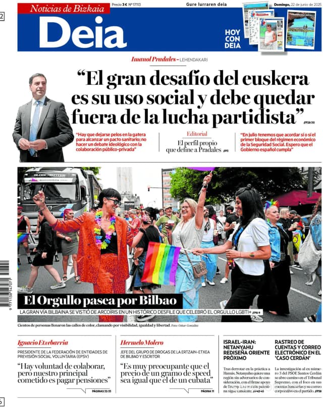 Capa jornal Deia-Noticias de Bizkaia 2025-06-22