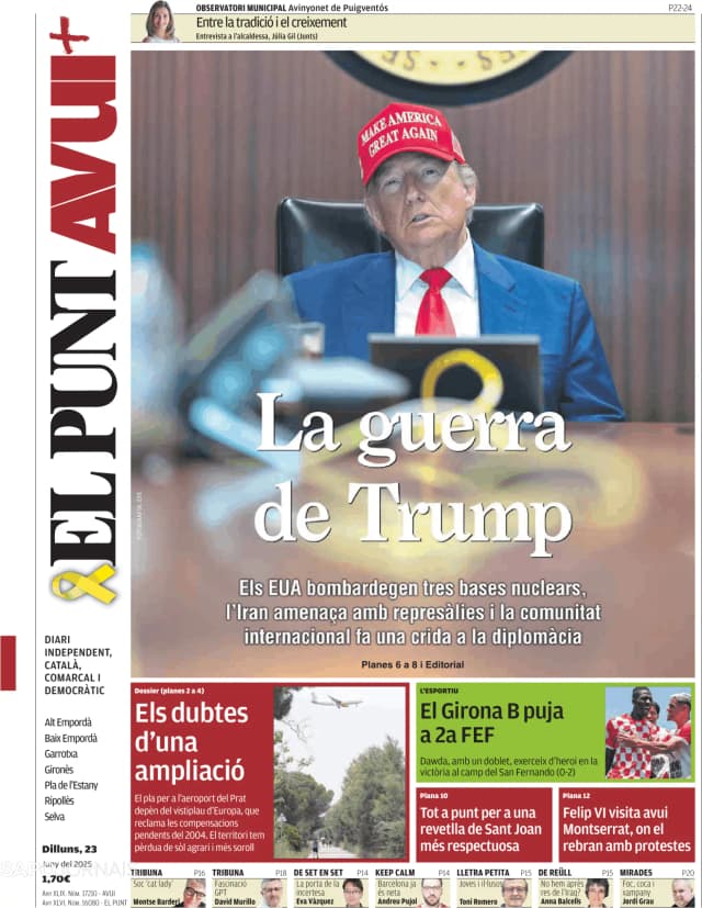Capa jornal El Punt Avui | Edició Girona 2025-06-23