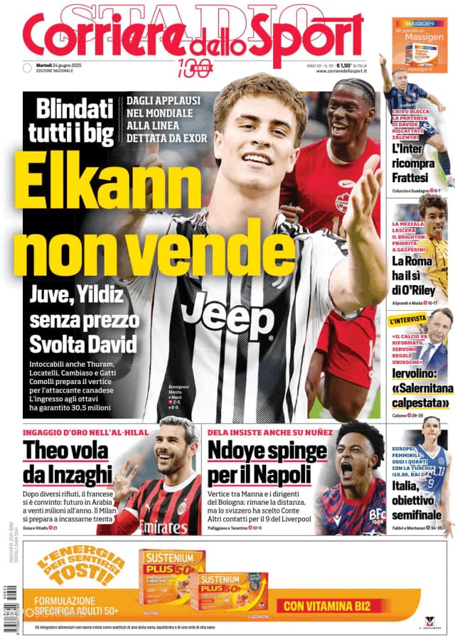 Capa jornal Corriere dello Sport 2025-06-24
