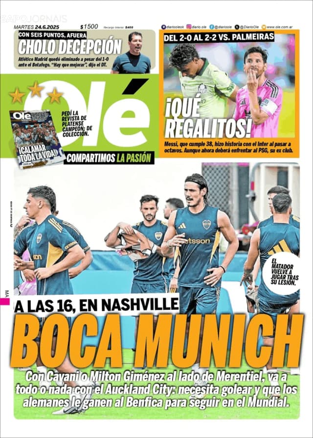 Capa jornal Olé 2025-06-24