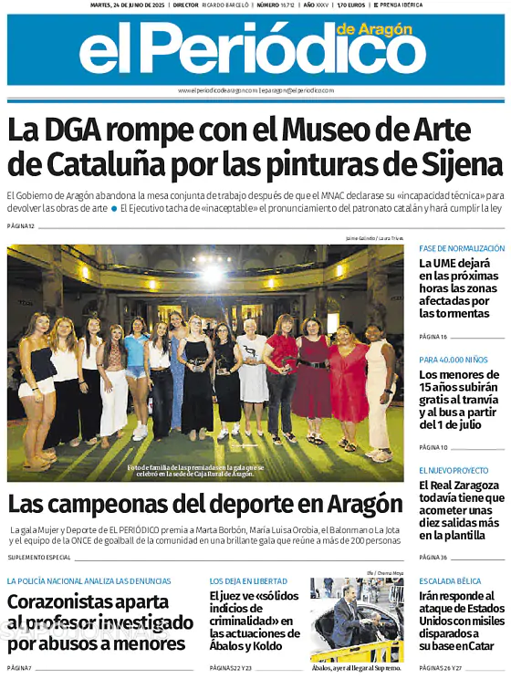 Capa jornal El Periódico de Aragón 2025-06-24