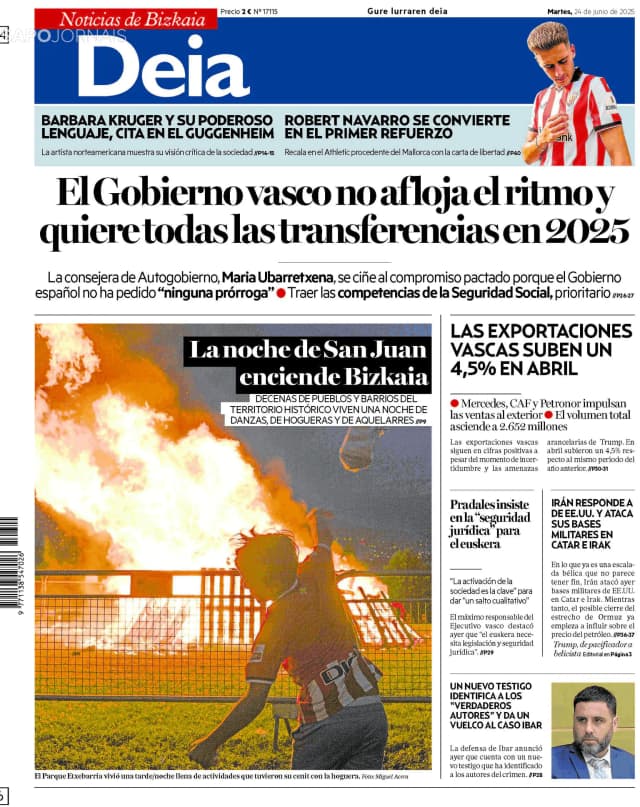 Capa jornal Deia-Noticias de Bizkaia 2025-06-24