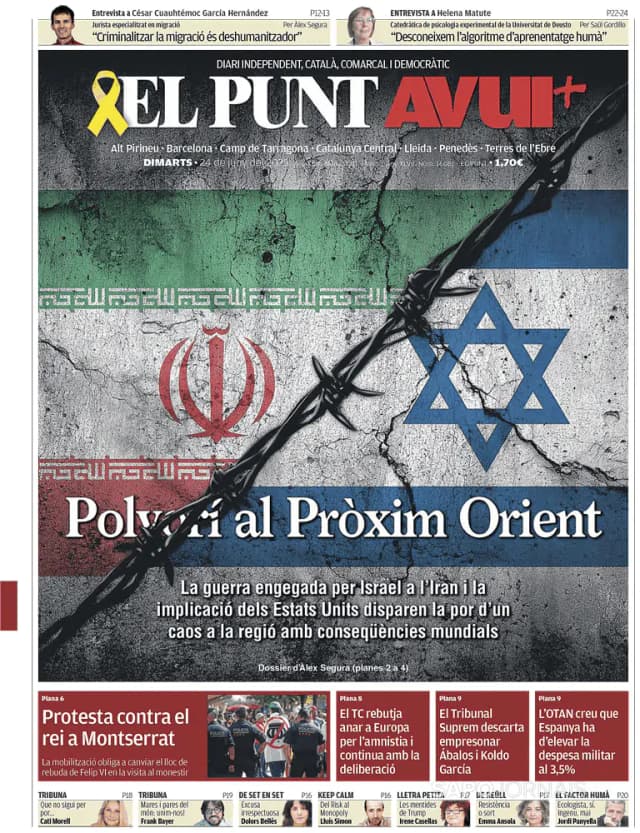 Capa jornal El Punt Avui | Nacional 2025-06-24