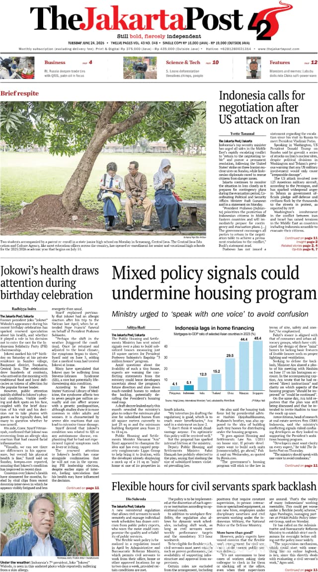 Capa jornal The Jakarta Post 2025-06-24