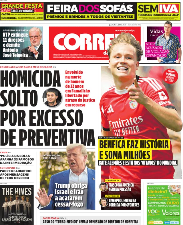 Capa jornal Correio da Manhã 2025-06-25