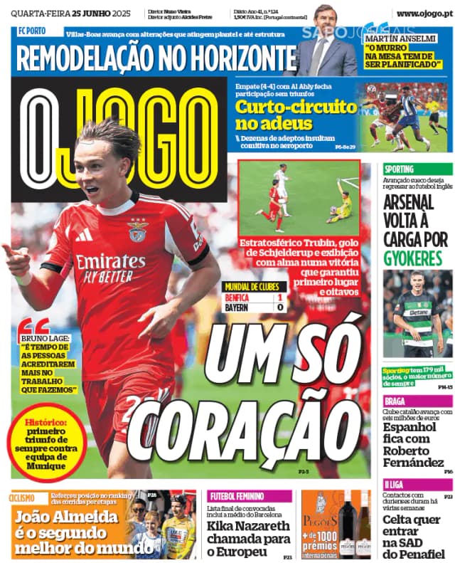 Capa jornal O Jogo 2025-06-25