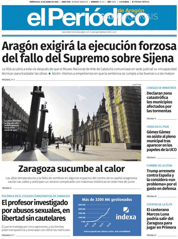 Capa jornal El Periódico de Aragón 2025-06-25