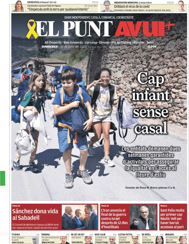 Capa jornal El Punt Avui | Edició Girona 2025-06-25