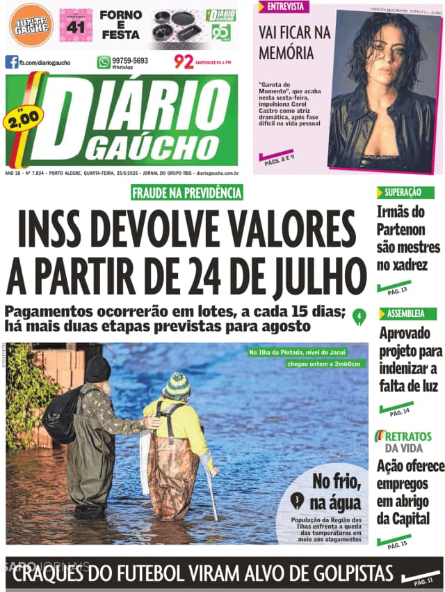 Capa jornal Diário Gaúcho 2025-06-25