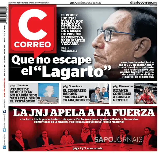 Capa jornal Diario Correo 2025-06-25