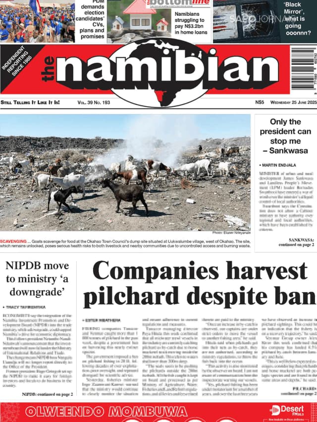 Capa jornal The Namibian 2025-06-25