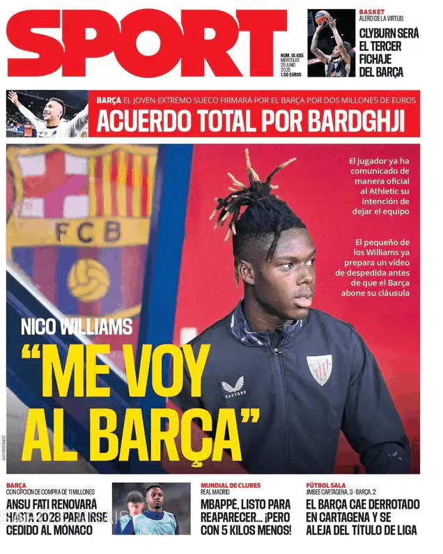 Capa jornal Sport 2025-06-25