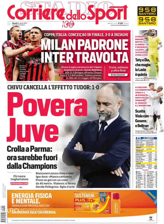 Capa jornal Corriere dello Sport 2025-06-25