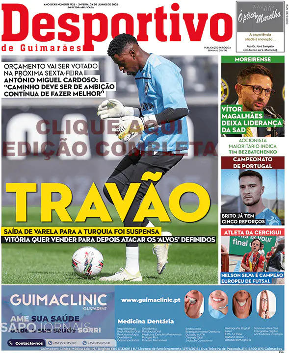 Capa jornal Desportivo de Guimarães 2025-06-24
