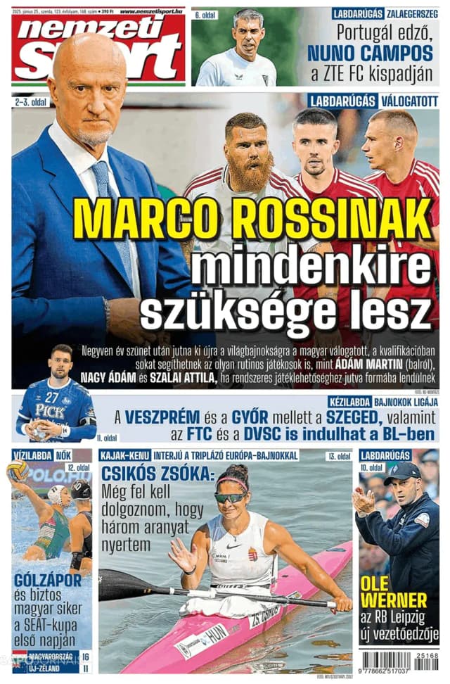 Capa jornal Nemzeti Sport 2025-06-25