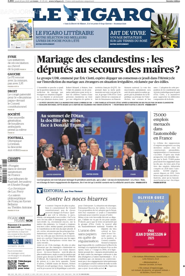 Capa jornal Le Figaro 2025-06-26