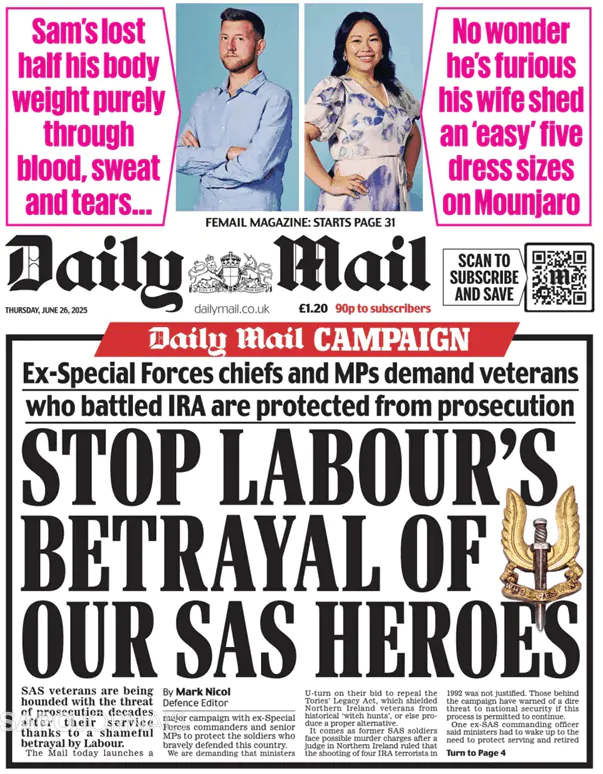 Capa jornal Daily Express 2025-06-26