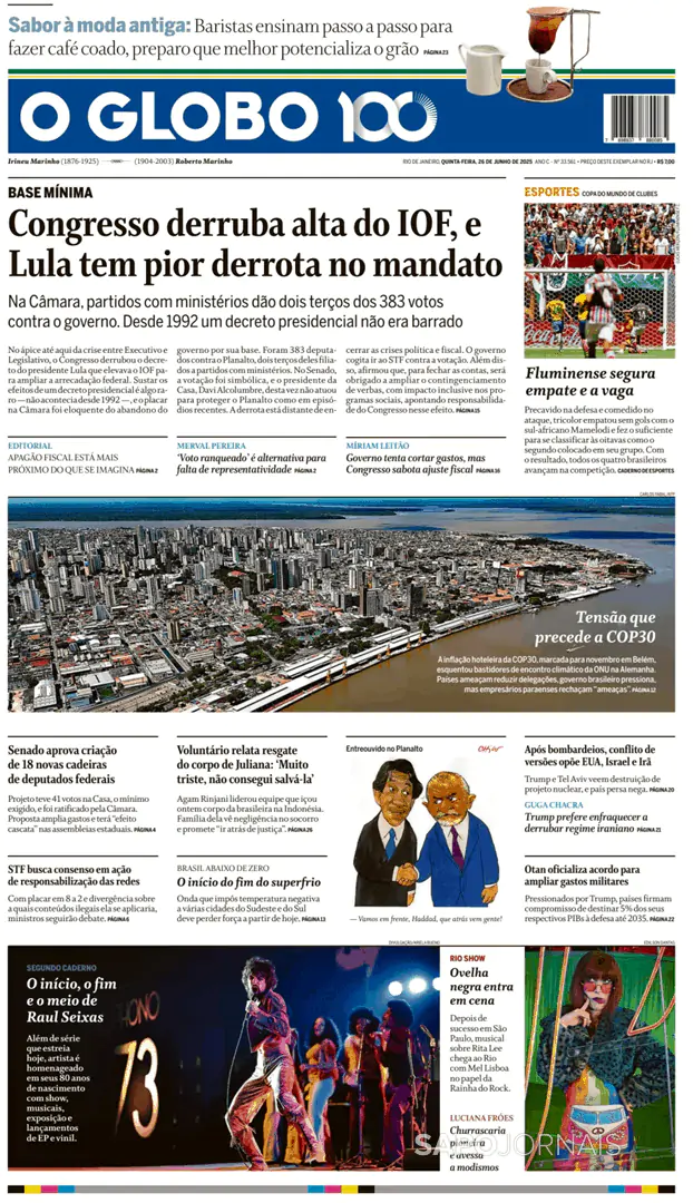 Capa jornal O Globo 2025-06-26