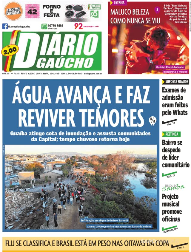 Capa jornal Diário Gaúcho 2025-06-26