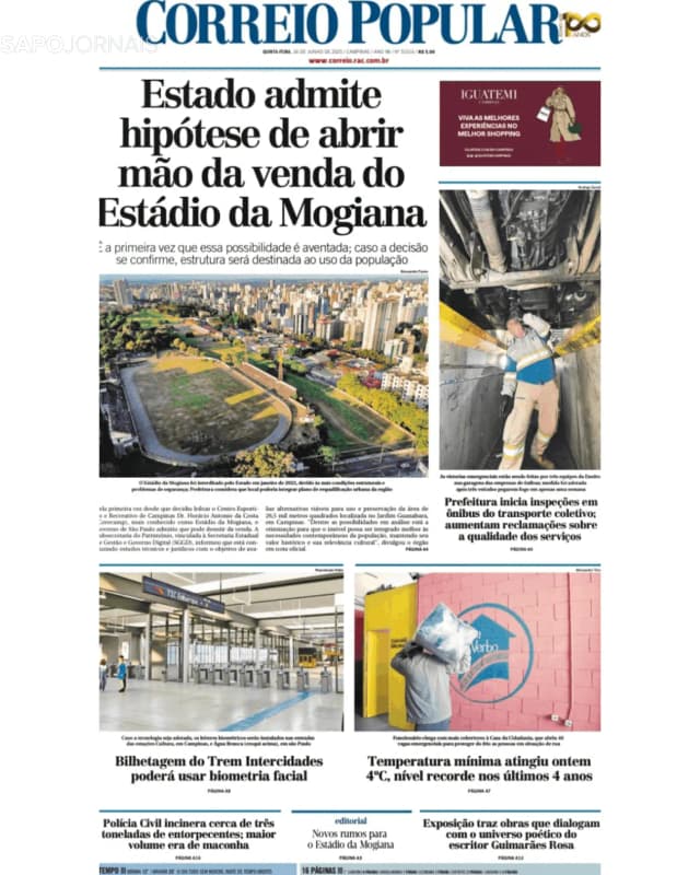 Capa jornal Correio Popular 2025-06-26