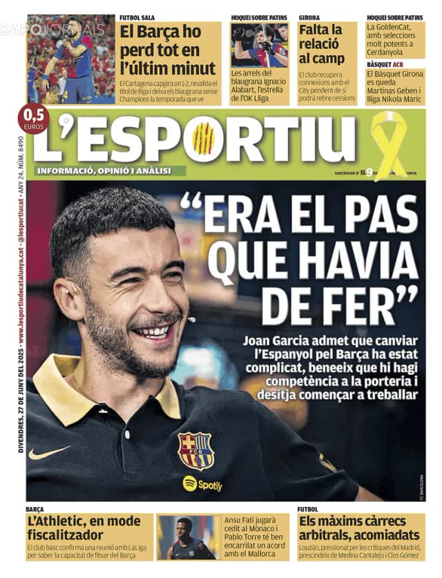 Capa jornal L'esportiu 2025-06-27