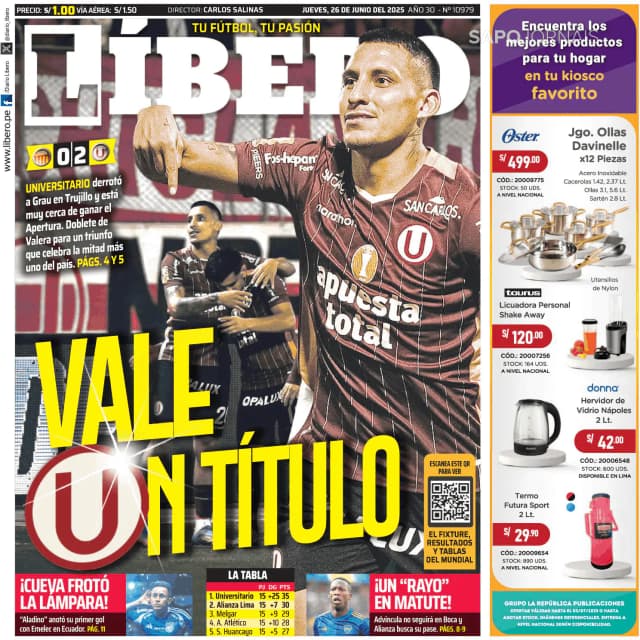 Capa jornal Líbero 2025-06-26