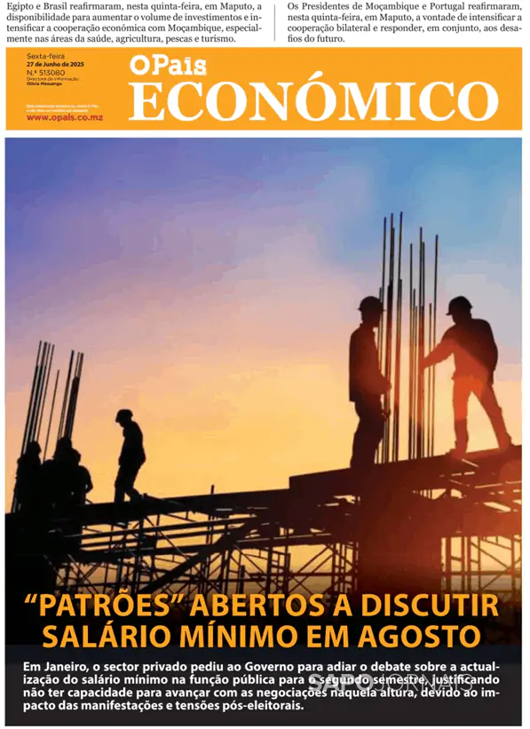 Capa jornal O País - Económico 2025-06-27