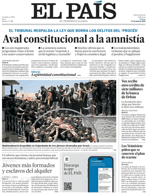 Capa jornal El País 2025-06-27