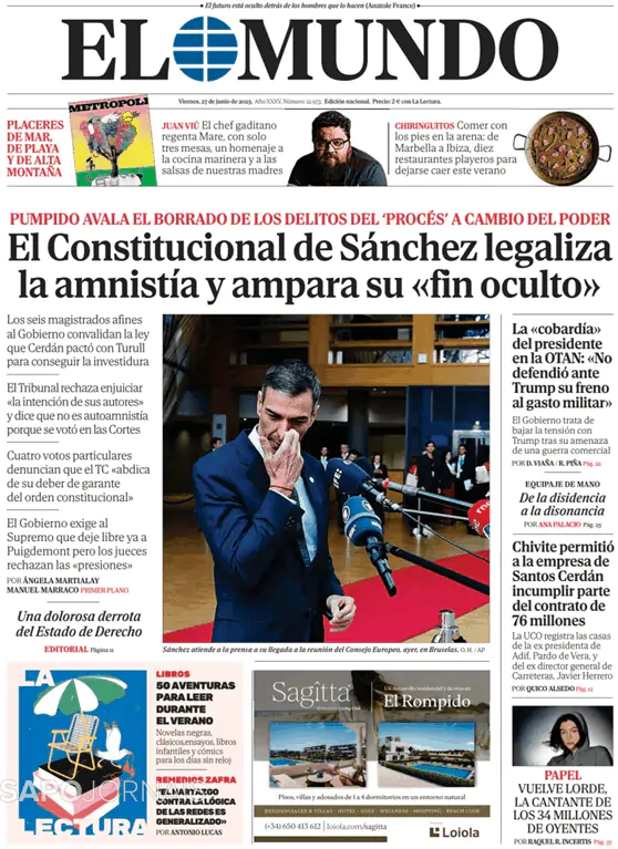 Capa jornal El Mundo 2025-06-27