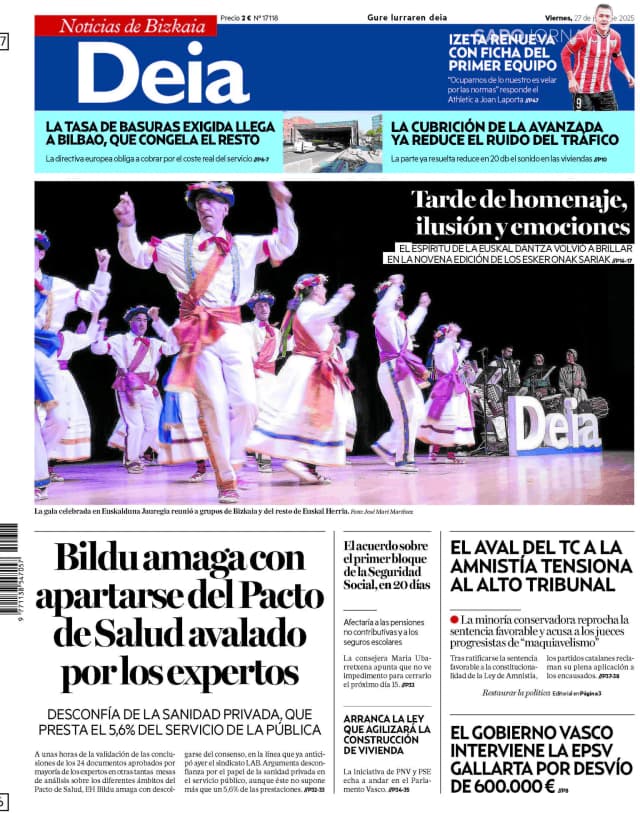 Capa jornal Deia-Noticias de Bizkaia 2025-06-27