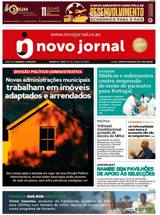 Capa jornal Novo Jornal 2025-06-27