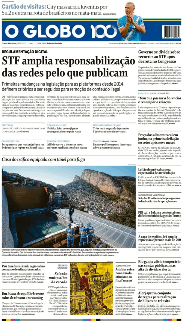 Capa jornal O Globo 2025-06-27