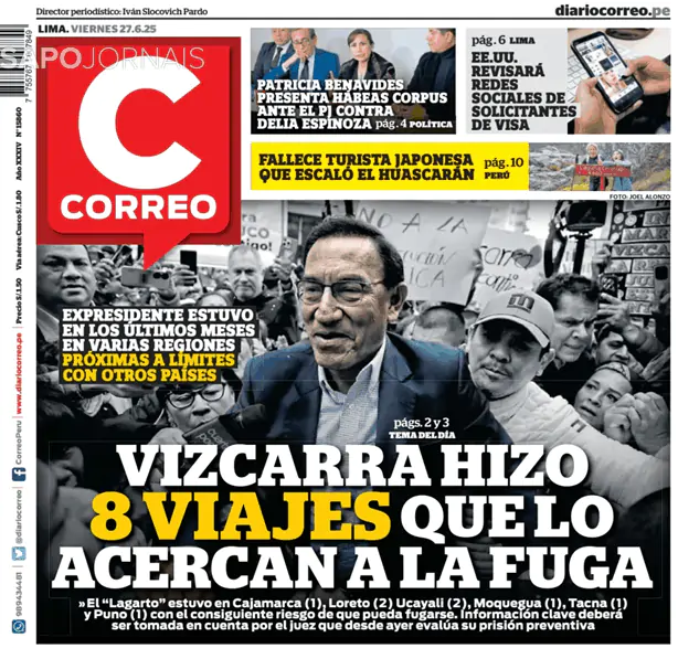 Capa jornal Diario Correo 2025-06-27