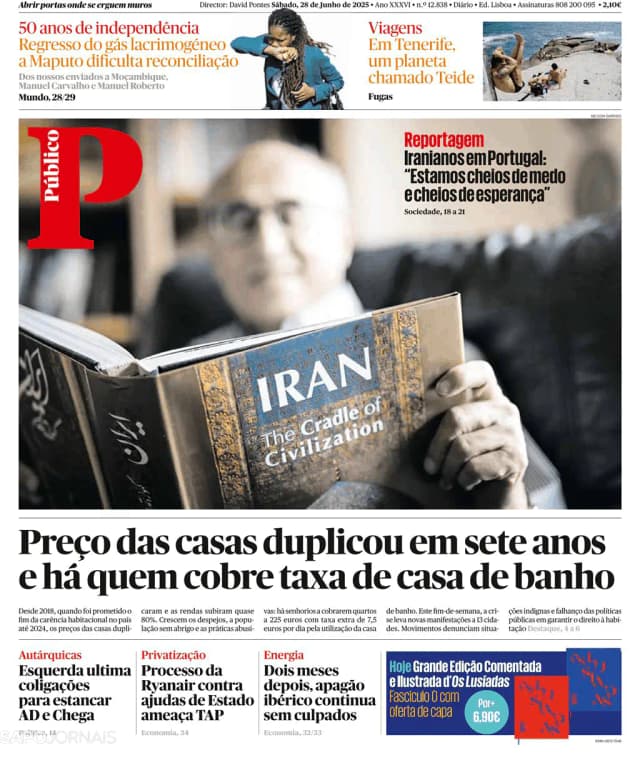 Capa jornal Público 2025-06-28