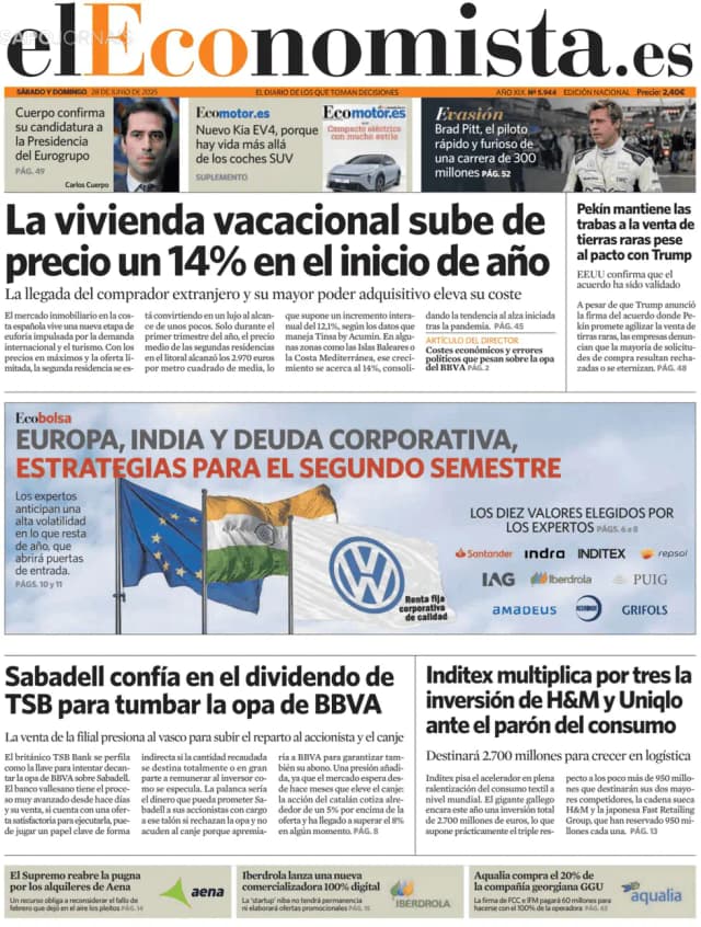 Capa jornal El Economista 2025-06-28