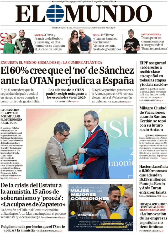 Capa jornal El Mundo 2025-06-28