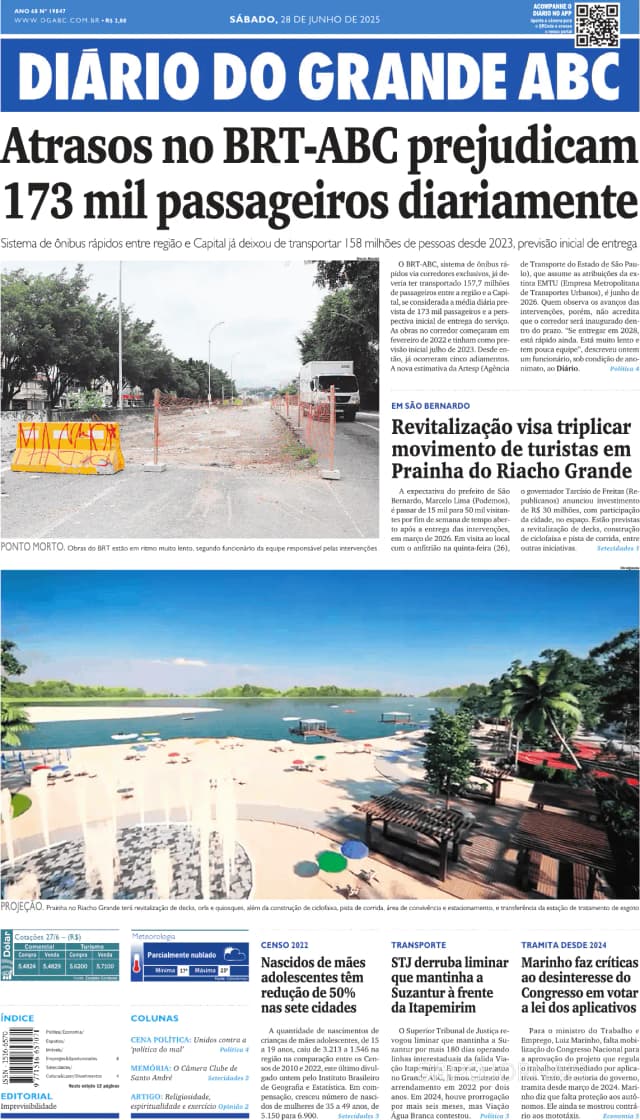 Capa jornal Diário do Grande ABC 2025-06-28