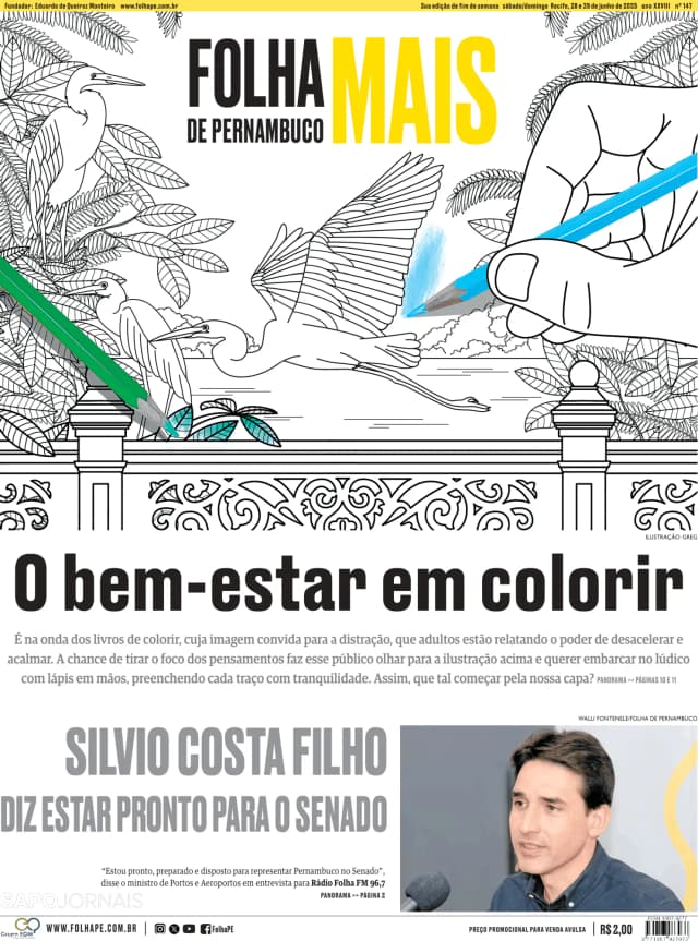 Capa jornal Folha de Pernambuco 2025-06-28